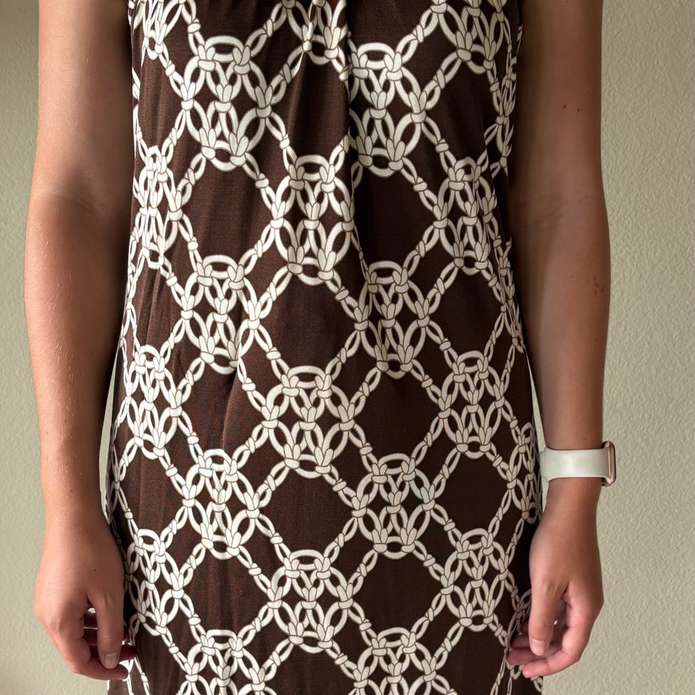 Trina Turk Black and Cream Chain Pattern Dress